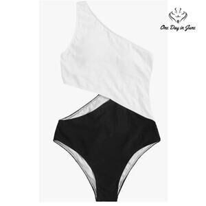 SweatyRocks One Shoulder Cut Out One Piece Swimsuit Size M